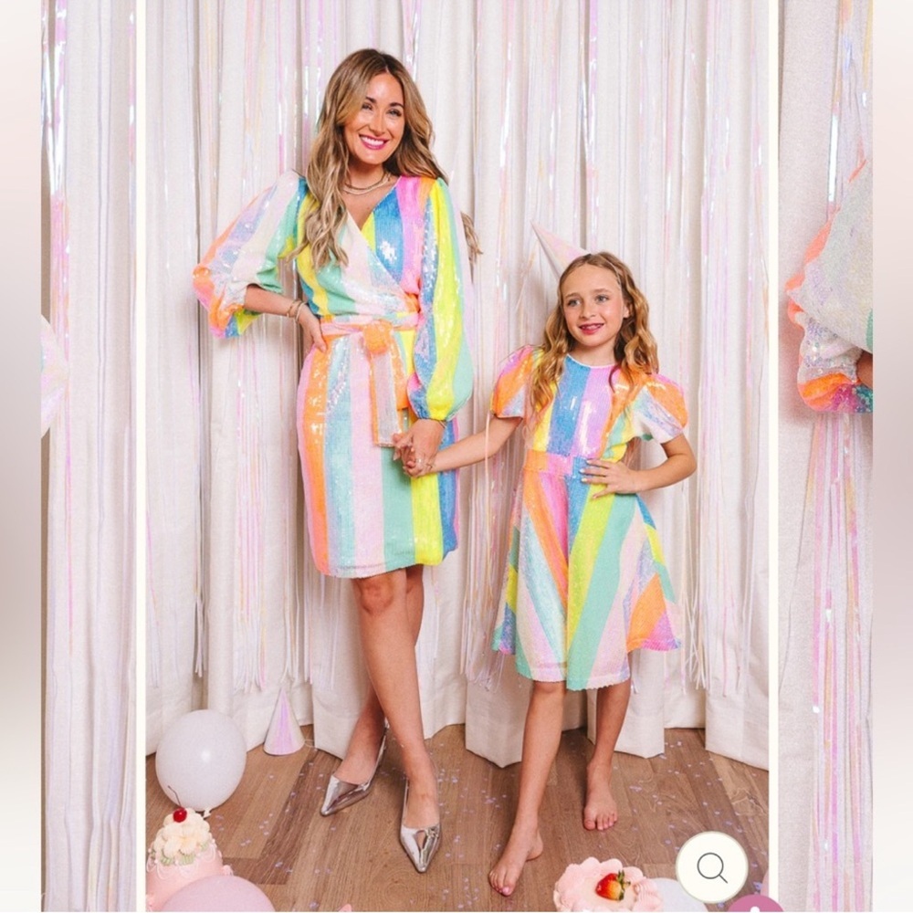Ivy City Co Jagger Dress in Rainbow Striped Sequin - Size XS - Picture 2 of 6